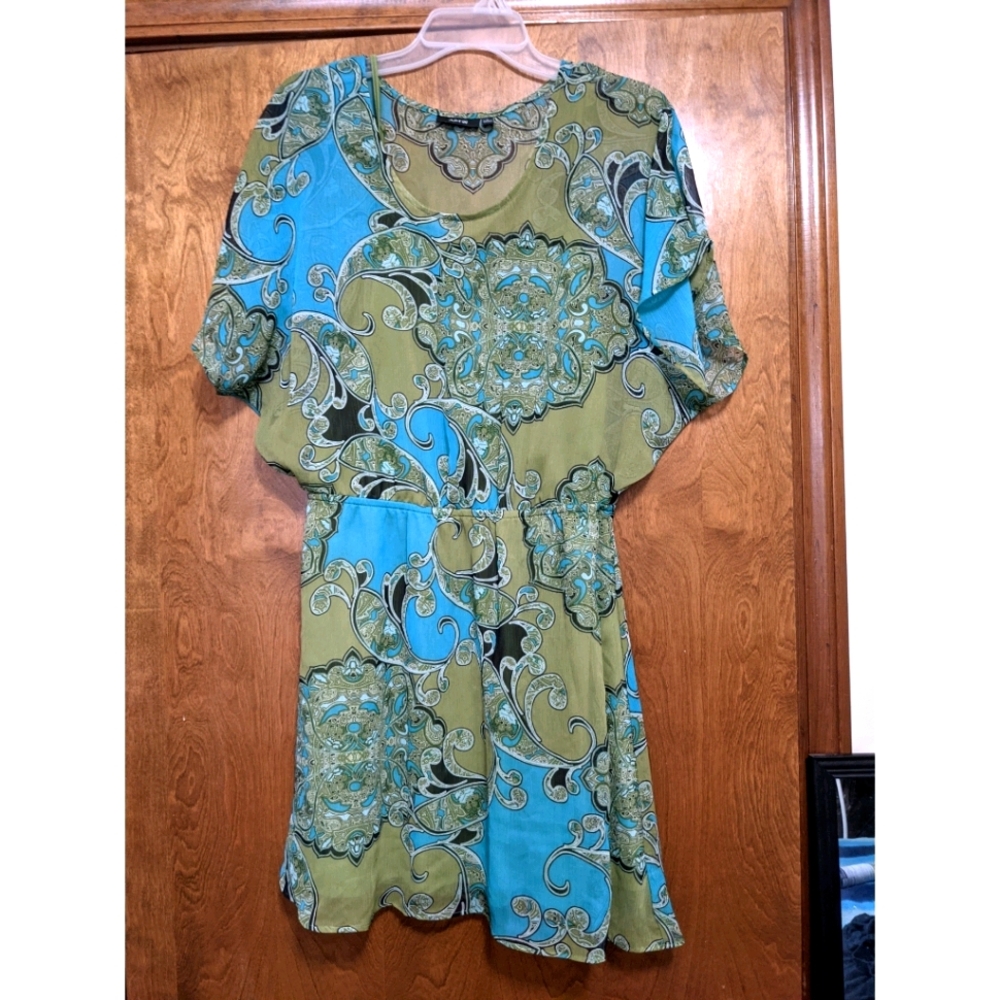 Short Sleeve Summer Dress cottagecore boho Paisley Patterned Batwing
